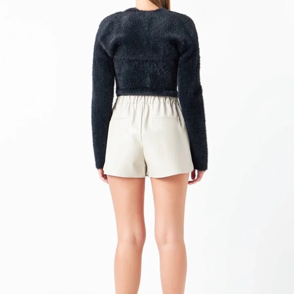 Grey Lab Zola Faux Leather Shorts Taupe Size L High Waist Tailored Shorts NWT